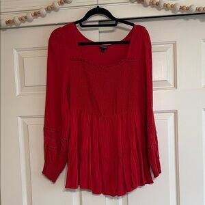 Torrid Red Smocked Blouse